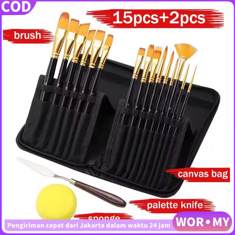 

【WOR·MY】Set Kuas Lukis Cat Acrylic Watercolour / Art Brush Set 17