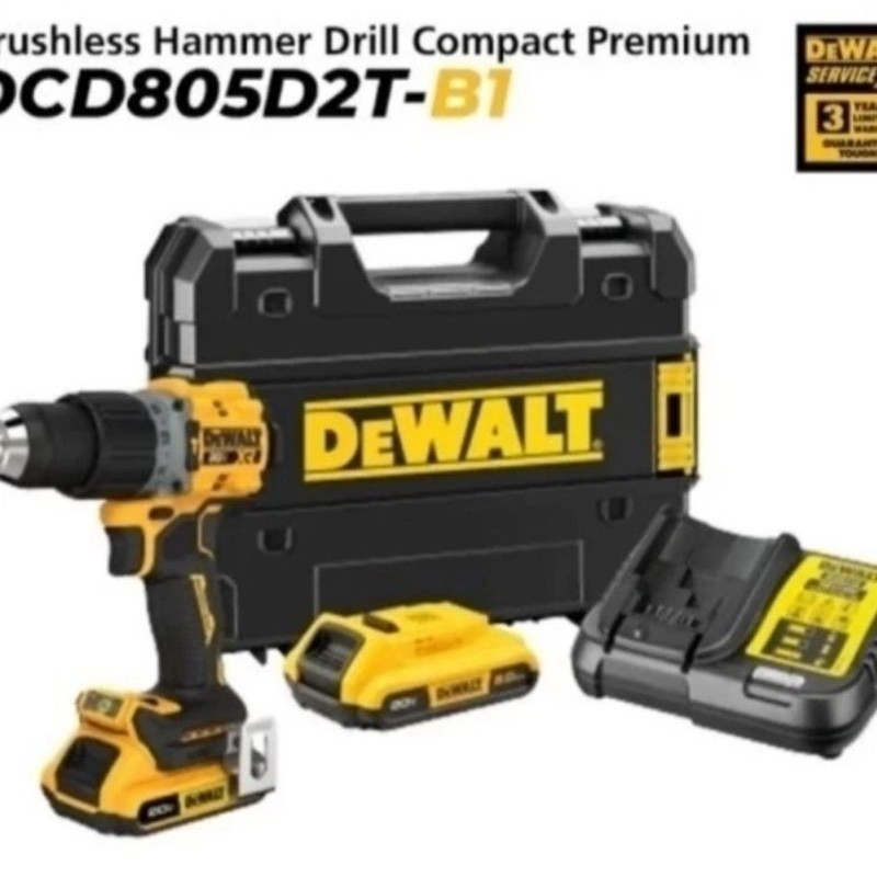 Bor Baterai Brushless Hammer Drill DCD805 DEWALT DCD805D2