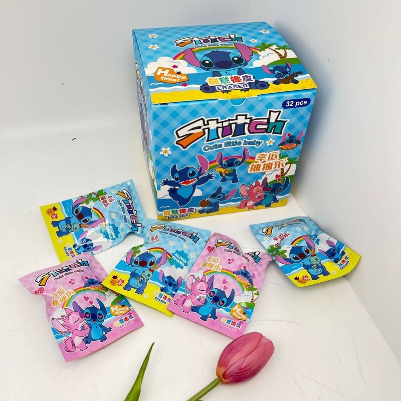 

Stitch Eraser 32pcs Disney Kawaii Student Stationery Cartoon 3d Blind Bag Pencil Eraser Cleaning Tools Cute School Gifts Office