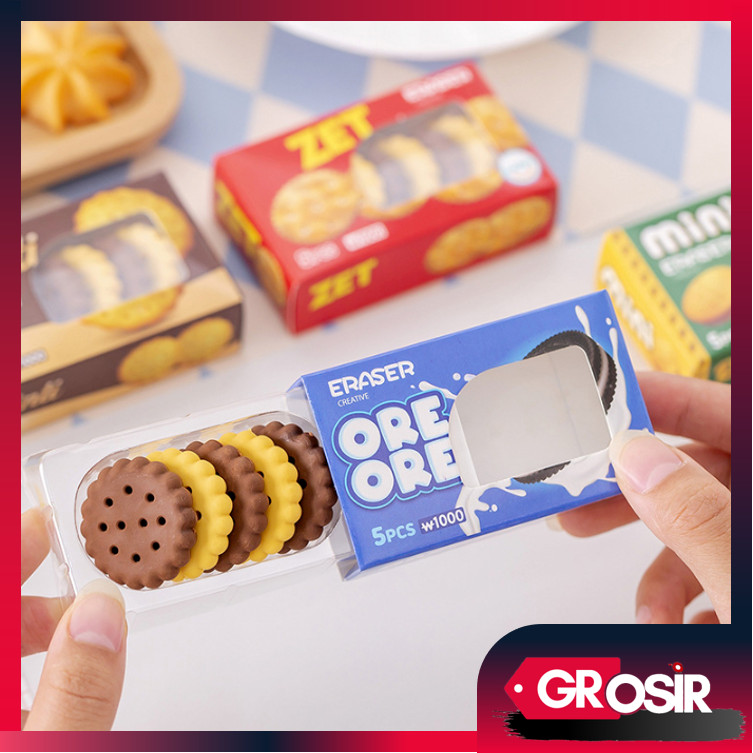 

Grosir S6299 Penghapus 5 in 1 Bentuk Biskuit / Biscuit Eraser For Pencil / Penghapus Pensil Motif Cookies / Eraser Biskuit 5 in 1