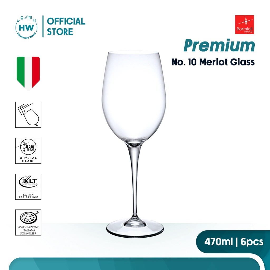 Bormioli Rocco Gelas Wine Merlot No. 10 Premium 470ml - 6pcs