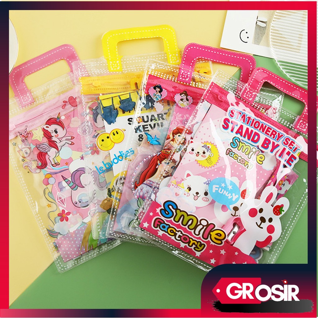 

Grosir - S6149 Set Alat Tulis 6 in 1 / Stationery Set Motif Karakter / Hampers Souvenir Birthday Anak / Set Mini Pouch Bag Karakter