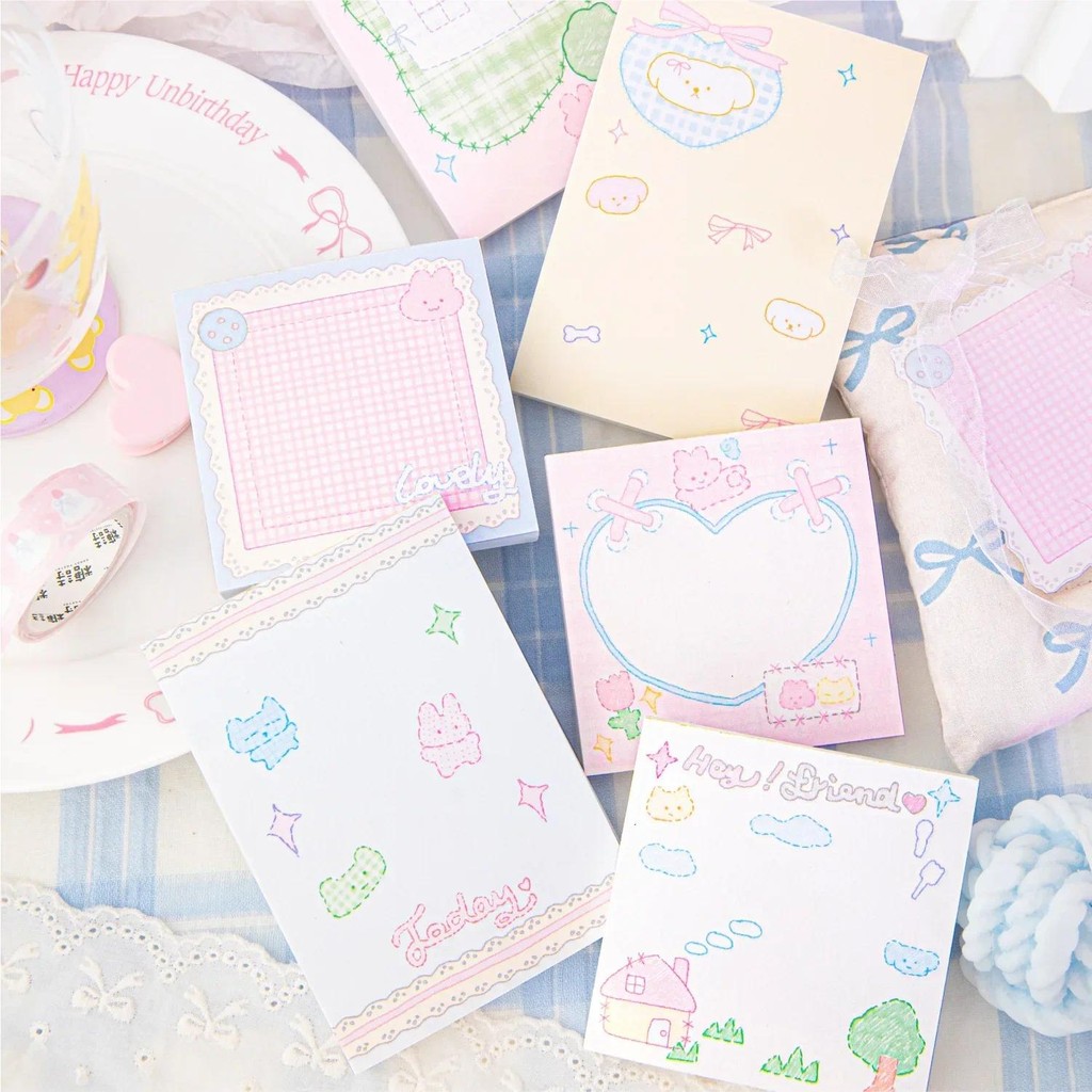 

80pcs Cute Series Cute Girly Style Healing Graffiti Notebook Base Message Note Paper Sticky Notes Kawaii Stationery