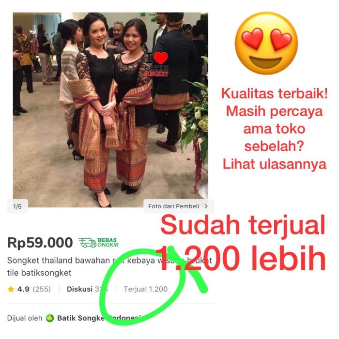 Songket mesin murah seragam makassar batak medan palembang riau