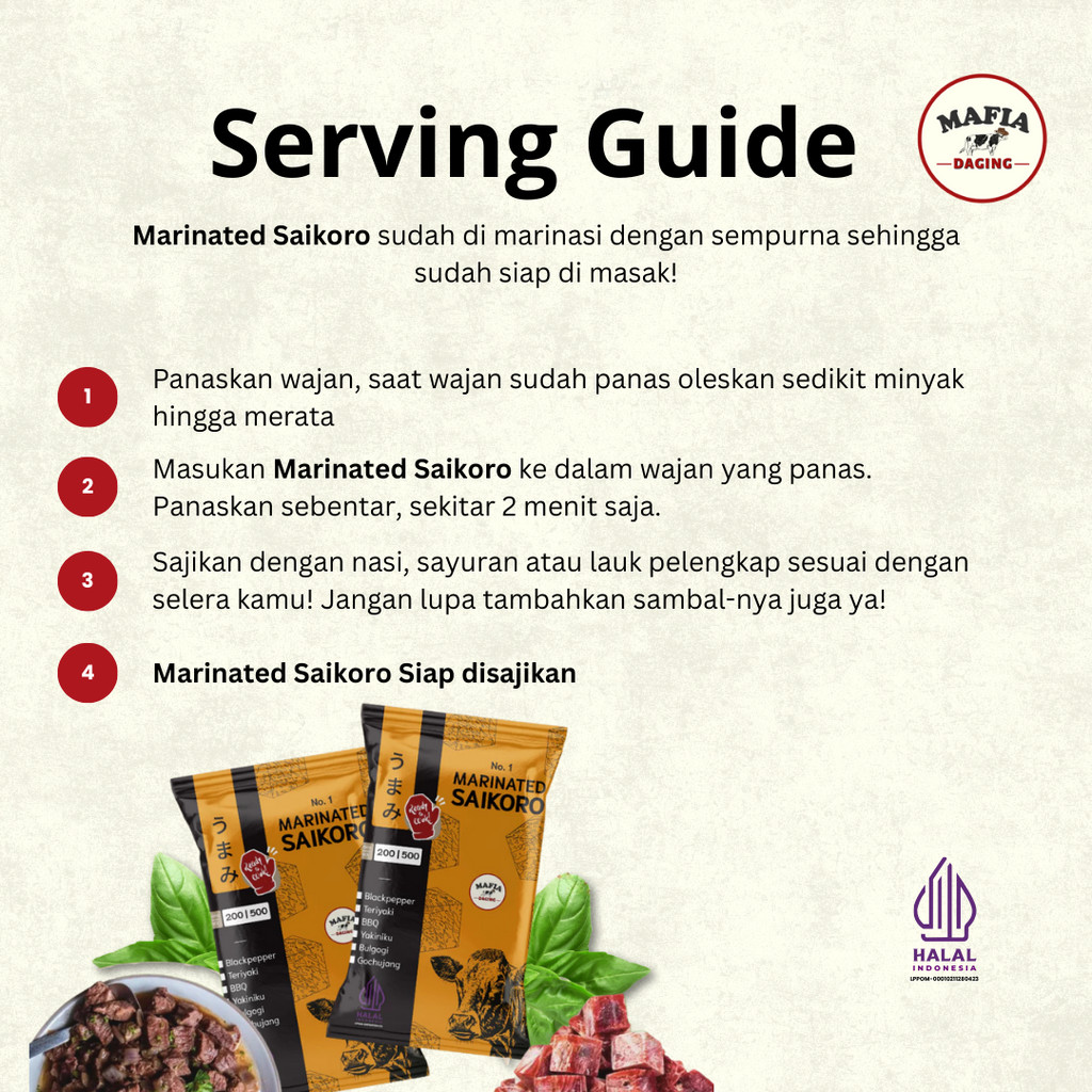 

AFGC Marinated Saikoro Gram / Saikoro Marinasi Siap Masak 100% Halal