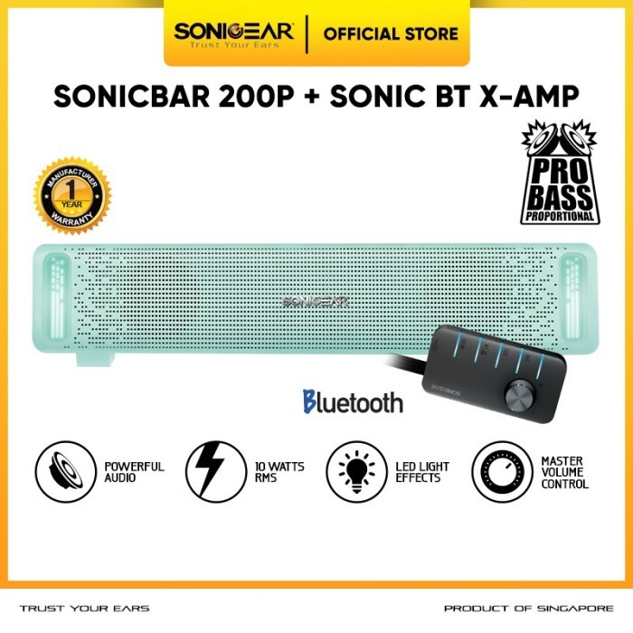 Speaker SonicGear Sonicbar 200-P + Sonic BT X AMP Bluetooth - MINT