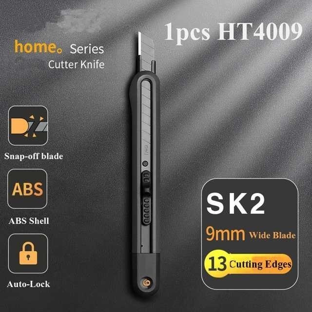 

EAQP Pisau Cutter Auto Lock Snap Off Blade 13 Cutting Edges SK2 9mm HTDS4K