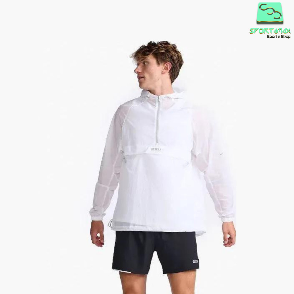 JAKET LARI RUNNING 2XU ORIGINAL AERO ANORAK White/Silver Reflective [MR6936A]