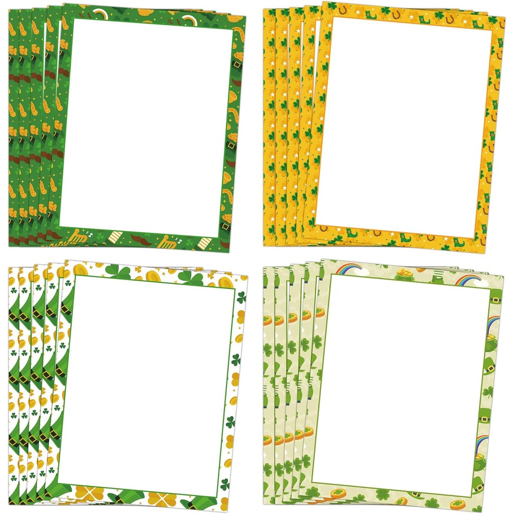 

St. Patrick’s Stationery Paper Shamrock Stationary Letter Paper Sheets Clover Letterhead