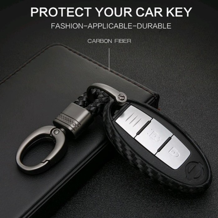 SMART KEY CASE CARBON + KEYCHAIN FOR NISSAN JUKE XTRAIL T31 T32