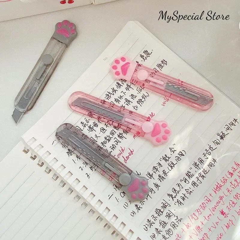 

1pc Mini Utility Knife Lovely Cat Paw Box Cutter Korean Creative Stainless Steel Paper Cutter Kawaii Stationery Student Supplies