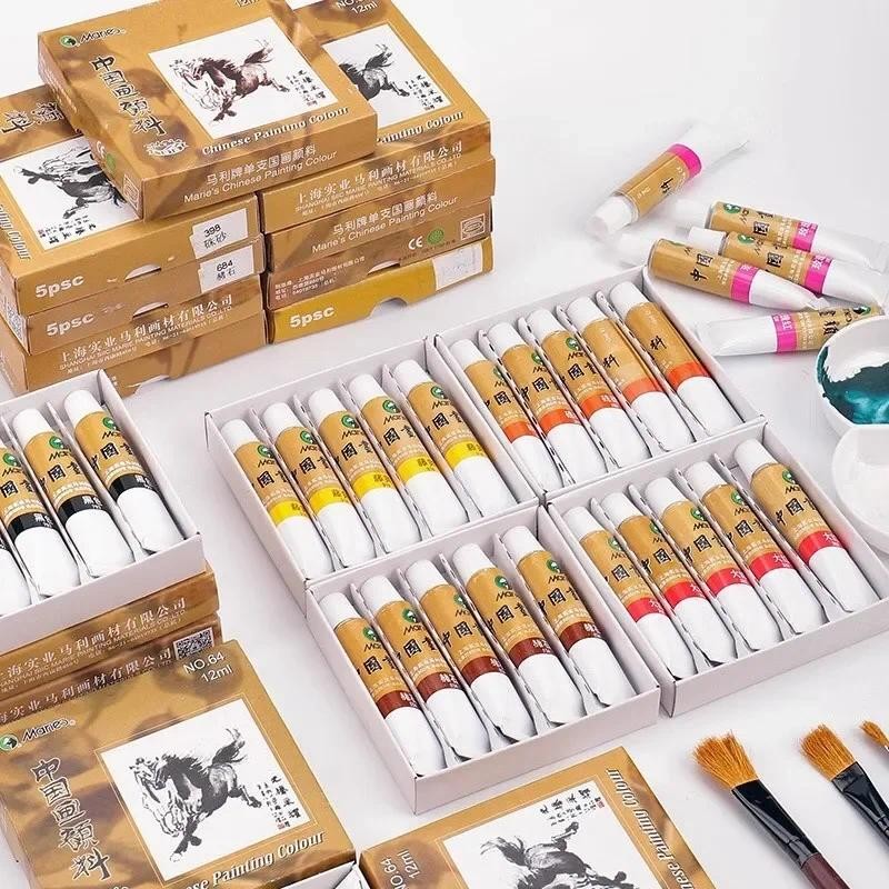 

Chinese Painting Paint Single Color 5 Packs 12ml Beginner Student Student Landscape Painting Professional Art Pigment