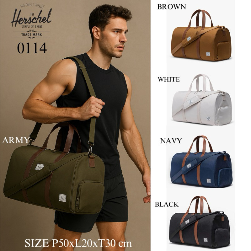 VIP PLATINUM FREE TALI PANJANG TAS TRAVEL KOPER HERSHEL COWOK CEWEK UNISEX  PREMIUM 0114 LIKE ORI