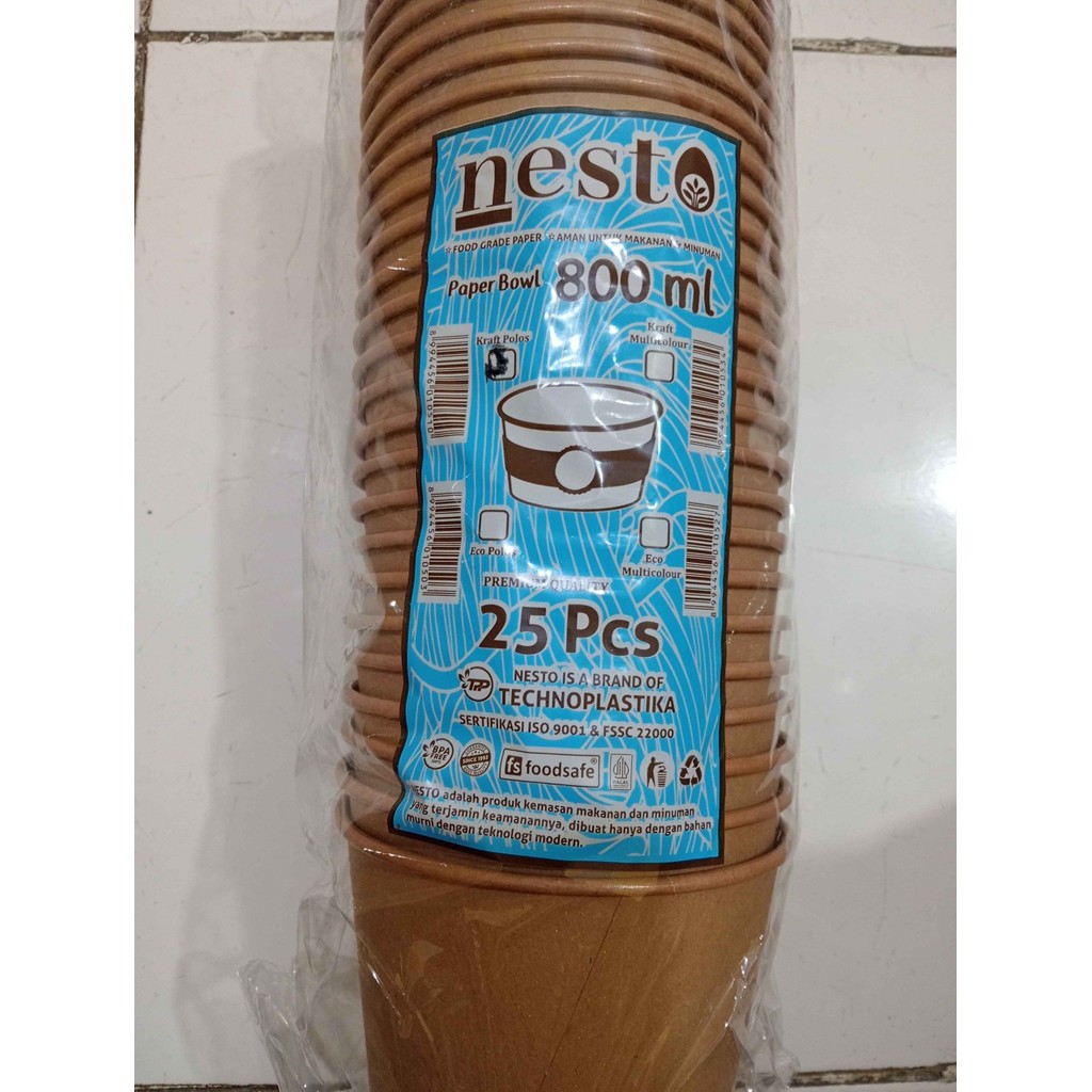 Paper Bowl Kraft Polos 800ml