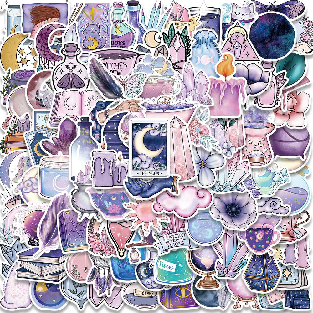 

100PCS Boho Witchy Magic Moon Gothic Apothecary Tarot Witch Astrology Sticker Laptop Scrapbook Phone Graffiti Kids Sticker