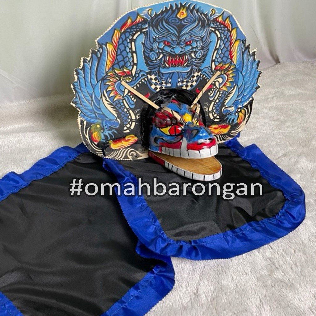 __((( Barongan Devil Biru Spon Ukuran Tanggung Free Kemul Untuk Anak anak