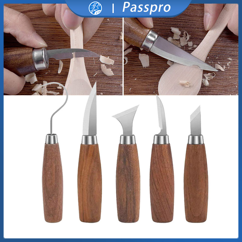 

5pcs/Set Wood Carving Knife Pisau Ukir Kayu Model U Alat Pahat Kayu Wood Carving Knife