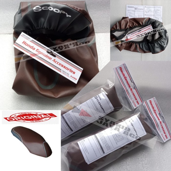 Sarung Jok / Seat Cover Honda Scoopy 2021 ORIGINAL - coklat abu 2018