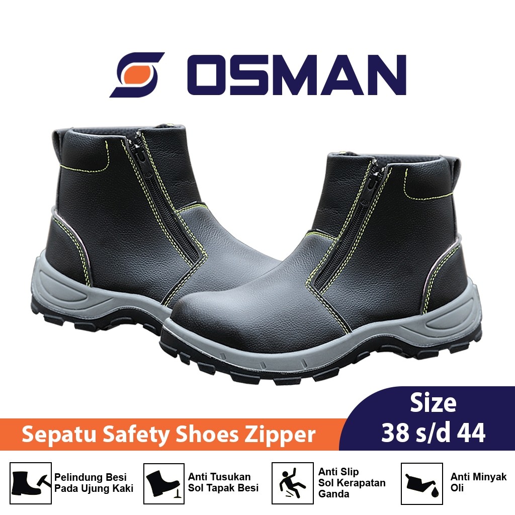 Terbaru OSMAN Sepatu Safety Shoes Zipper Sepatu Safety Resleting Tipe OS-668