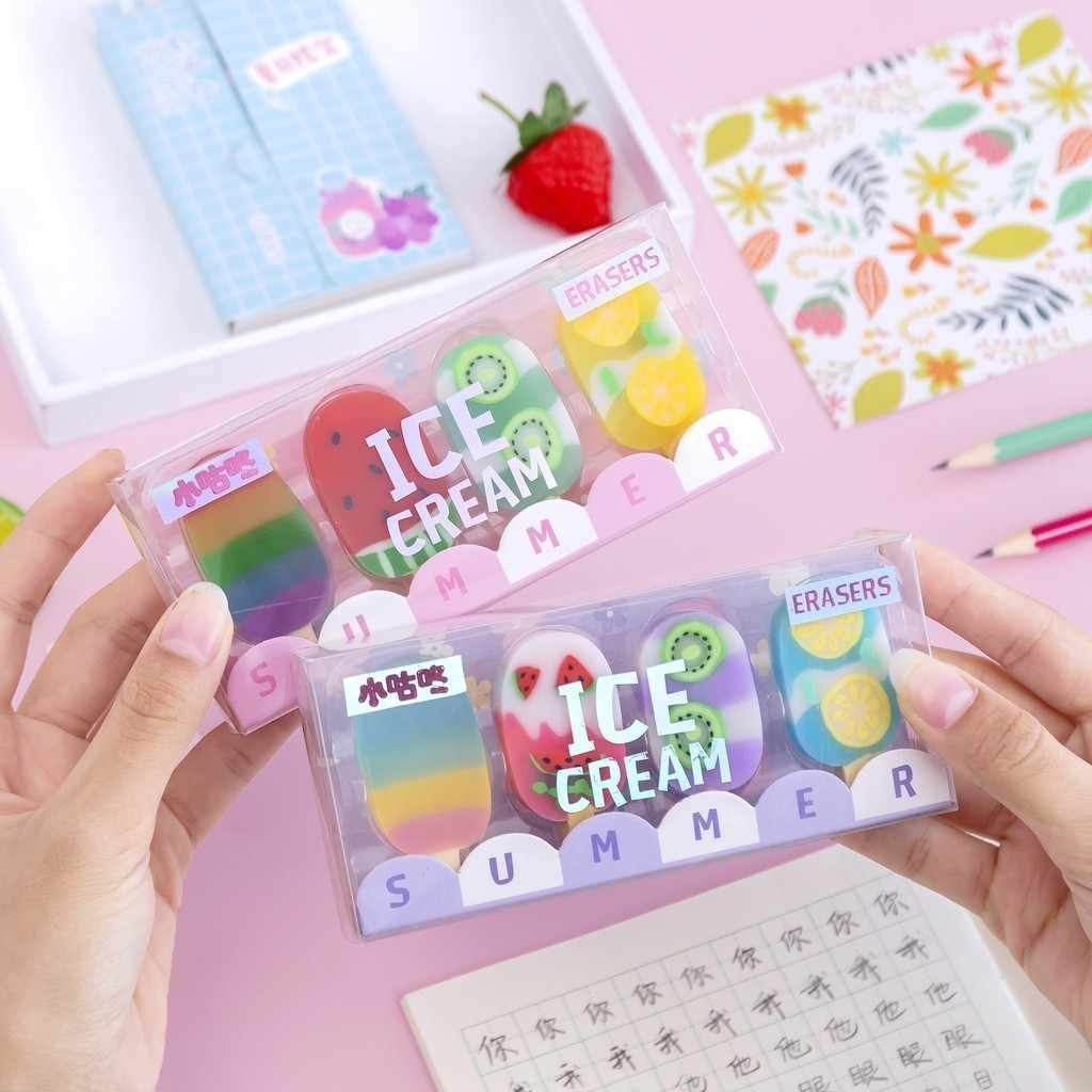 

Penghapus Pensil Karakter Es Krim Ice Cream Erazer Set 4pcs 846