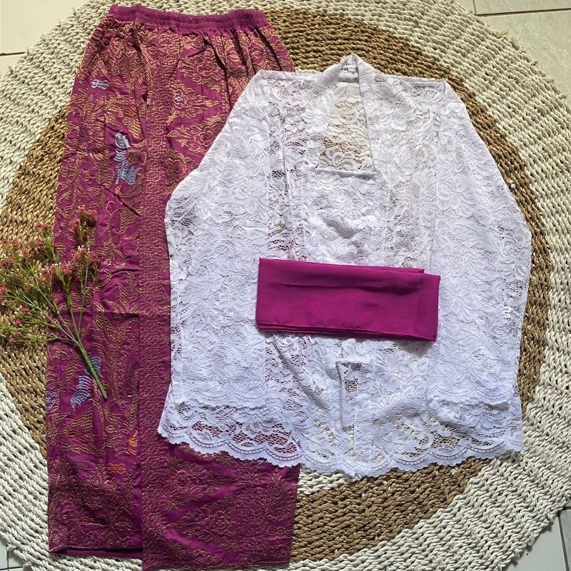GARNESHOP  OneSet Kebaya Sofia Jumbo Kamen Songket Bordir Set Selendang