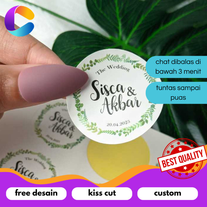 

Cetak INC Print Stiker Wedding Souvenir Cetak Label Sticker Custom Ucapan Nikah Bulat Chromo