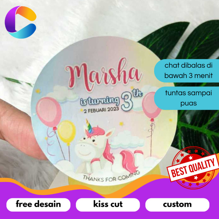 

Cetak INC Sticker Bulat Ulang Tahun Anak Stiker Ultah Free Design Template Birthday Bahan Chromo