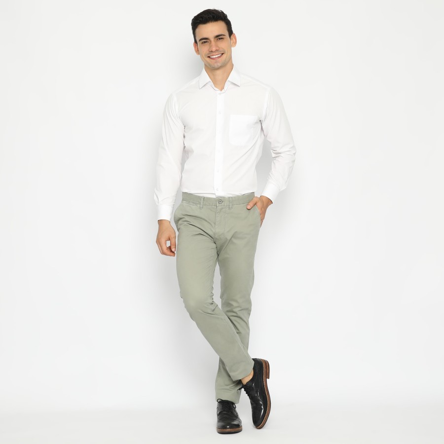 Celana MEXX Cotton Slim Fit Stretch Chino Grey Panjang Kantor