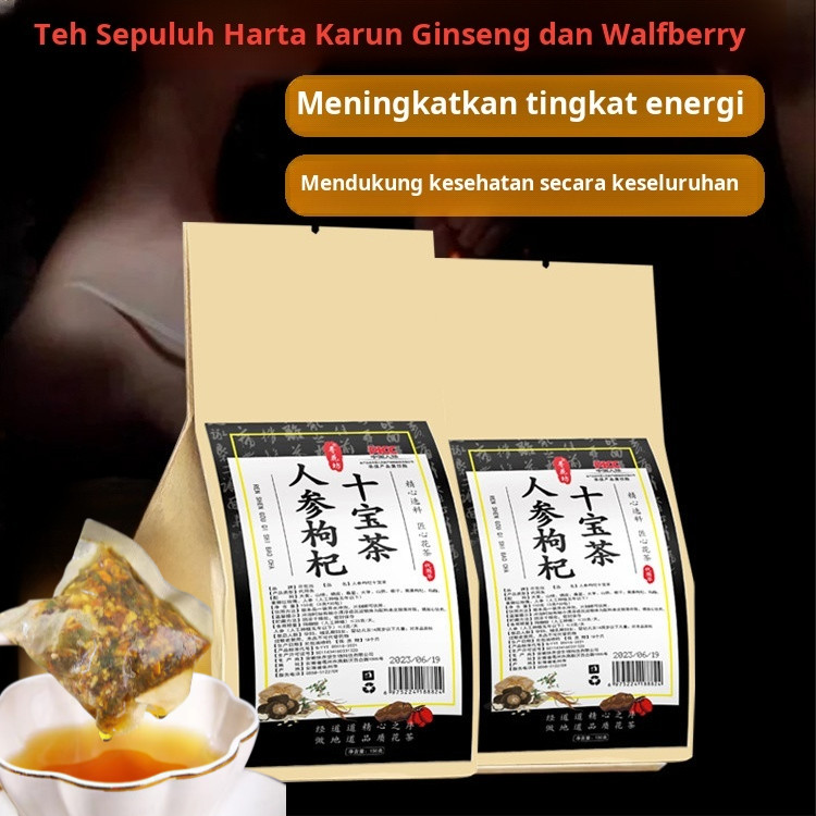 

【Pengiriman 24 jam/COD】30pcs Ginseng and Wolfberry Ten Treasures Tea/Liver Tea Teh Untuk Detox Racun Pada Liver/Teh Sehat /Kantong Teh Bergizi Hati/Teh Ginseng Liver dan Wolfberry Kombinasi Teh Kesehatan