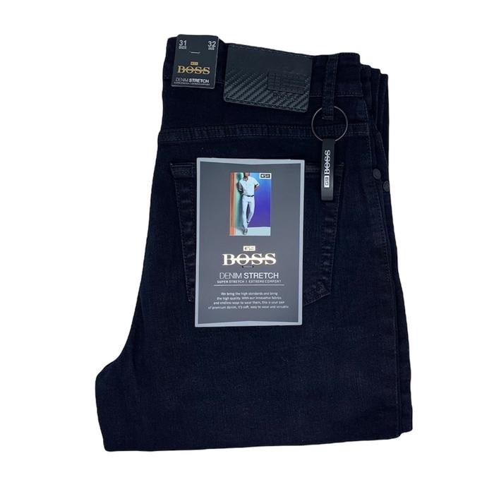 Celana Panjang Jeans Hitam OriginalBOSS Standar Stretch - Regular Fit, Stretch Denim - 33