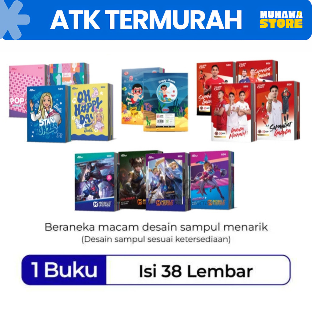 

BUKU TULIS SIDU 38 LEMBAR ISI 10 BUKU TIMNAS INDONESIA MOBILE LEGENDS BARBIE 1 PACK TEMA RANDOM