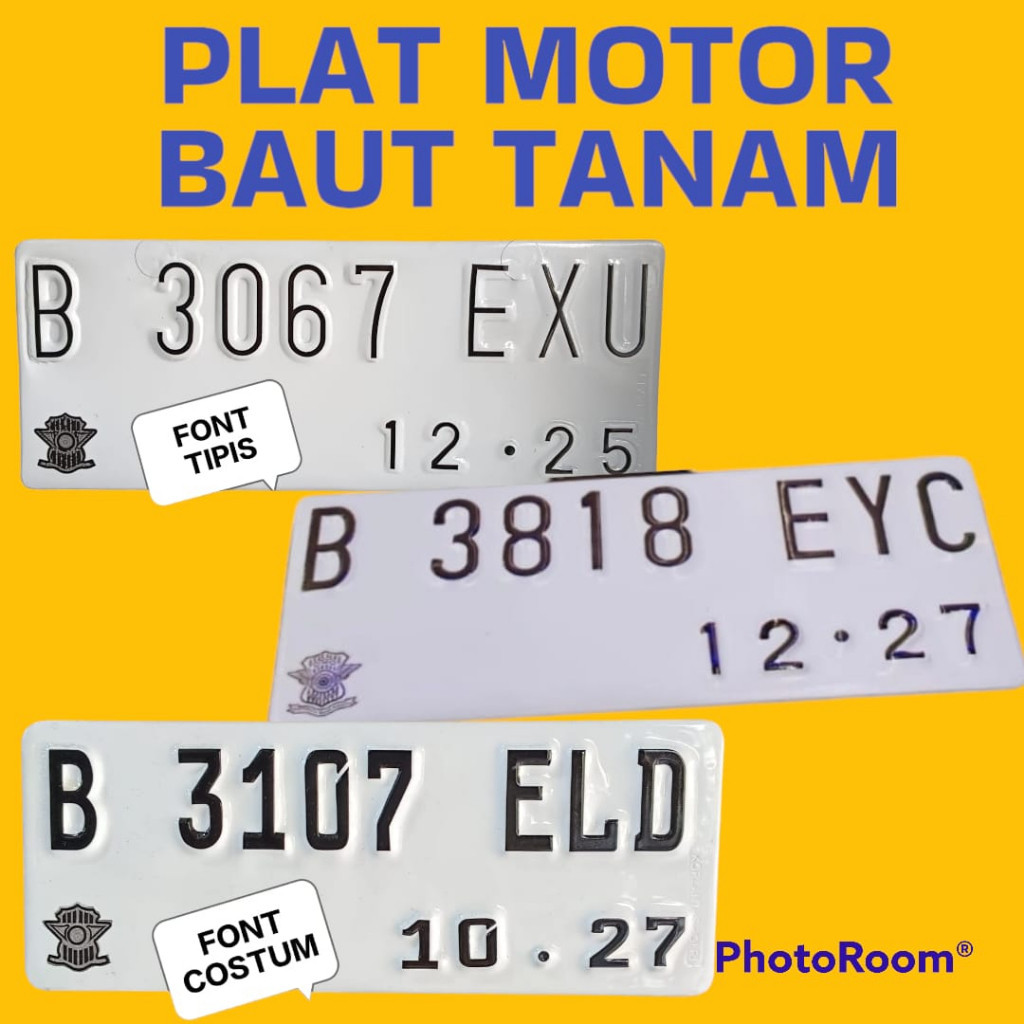 plat nomor motor putih baut tanam angka baut tanam ukuran mini kecil