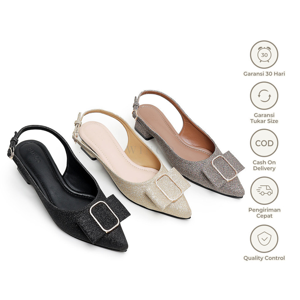 WINOD - Elsa Pantofel 3cm / Pantofel  Premium / Pantofel Wanita / Pantofel Slop Wanita Import / Pant