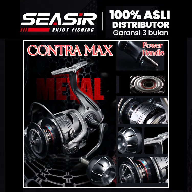 RyobiSEASIR Contra Max Reel Pancing Putar Gulungan Power Handle, Saltwater All Metal Spinning Fishin
