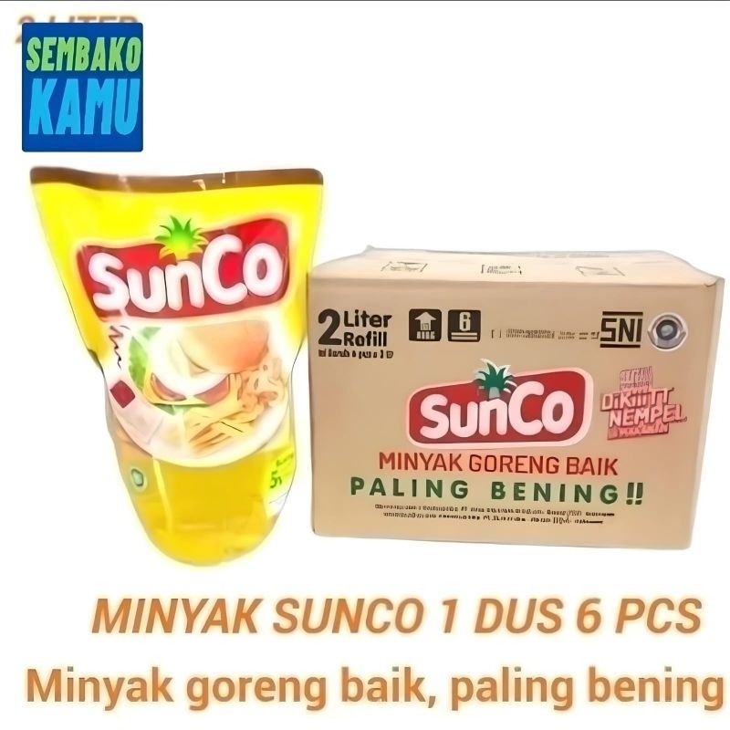 

Minyak Goreng Sunco 2L 1 Dus Isi 6 - Krispi & Bening