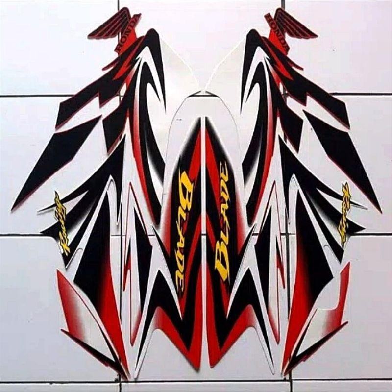 stiker striping honda blade 110 2010 putih merah full body original