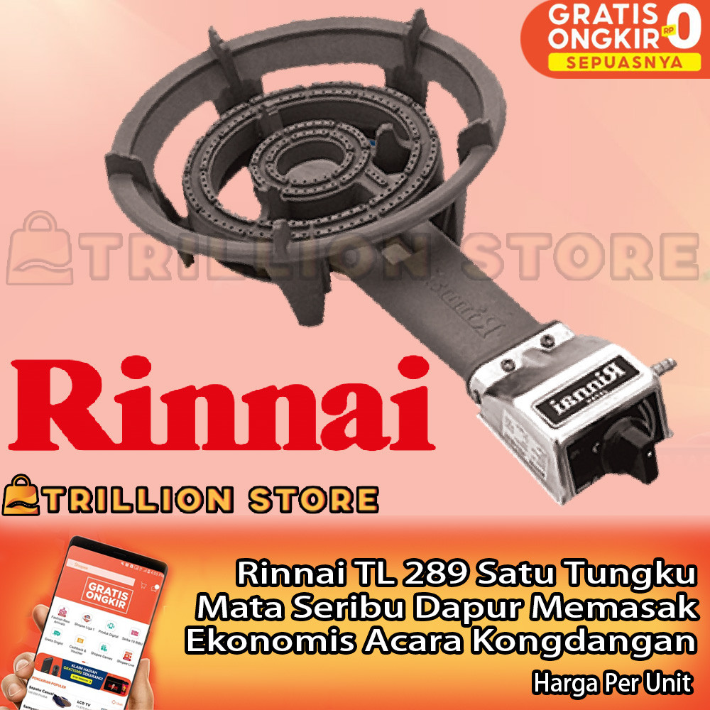 Rinnai TL-289 Kompor Gas Kormesial Cormesial Restoran Rumah Tungku Api Besar Tanpa Korek Masak Memas