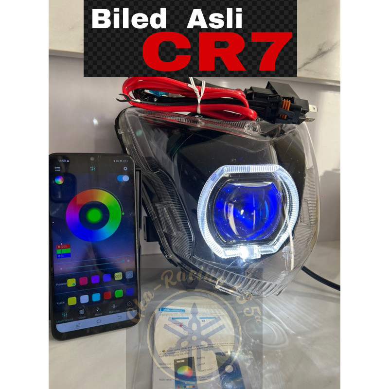 Lampu depan CBR CB 150 R Old Lama custume biled ASLI projector CR7 Devil RGB + Relay