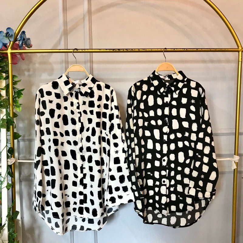 randamuda643officialyoungmoodis Michele kemeja silk silky blouse motif bunga ori import