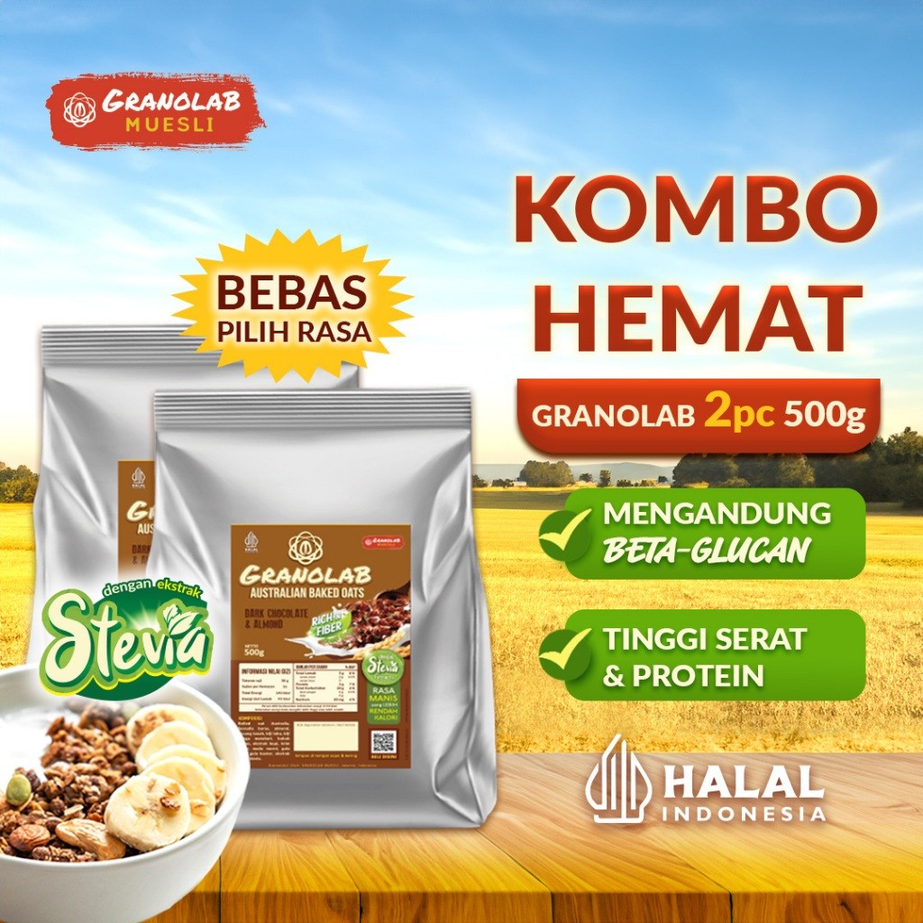 

Paket Bundling isi 2pcs | GRANOLAB 500gr | OAT CRUNCH 500gr