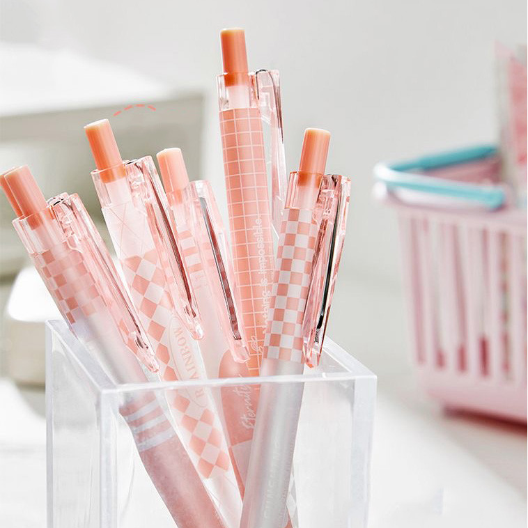Pulpen Aesthetic Gel Pen Pena Lucu Ins Style Pulpen Imut Pink Pulpen Hitam Korea Retractable Alat Tu