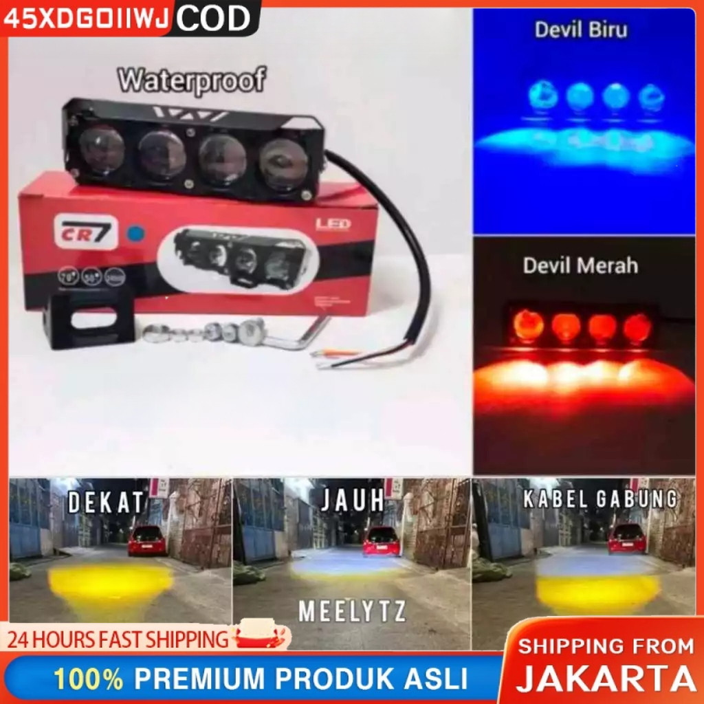 Lampu Tembak 4 Mata CR7 Plus Devil NEW Alumunium Waterproof Premium