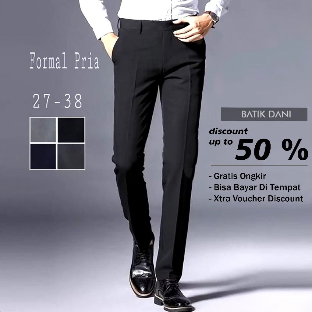 CELANA KANTOR FORMAL PRIA SLIMFIT BAHAN DASAR KAIN WOL