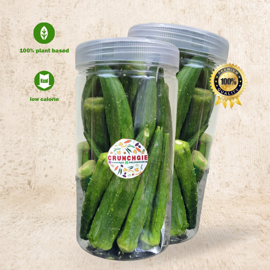 

1L Okra Renyah Ocra Crisps Keripik Okra Vacuum Fried Keripik Sayur Crunchy Veggie