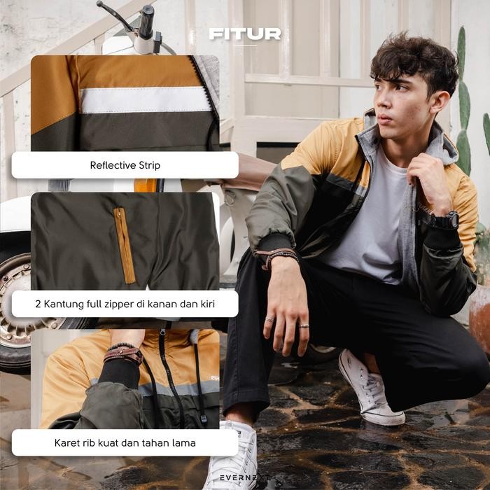 EVERNEXT Jaket Bolak Balik Pria Jaket Motor Cowok Jaket Outdoor Arvin Reversie Outer Tebal dalam Fle