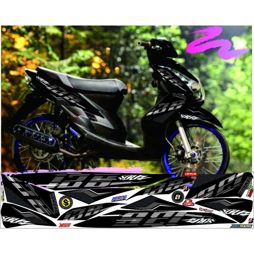 Jual Sticker Striping Variasi  Mio Soul Karbu Lama 2007- 2010 variasi simple terbaru