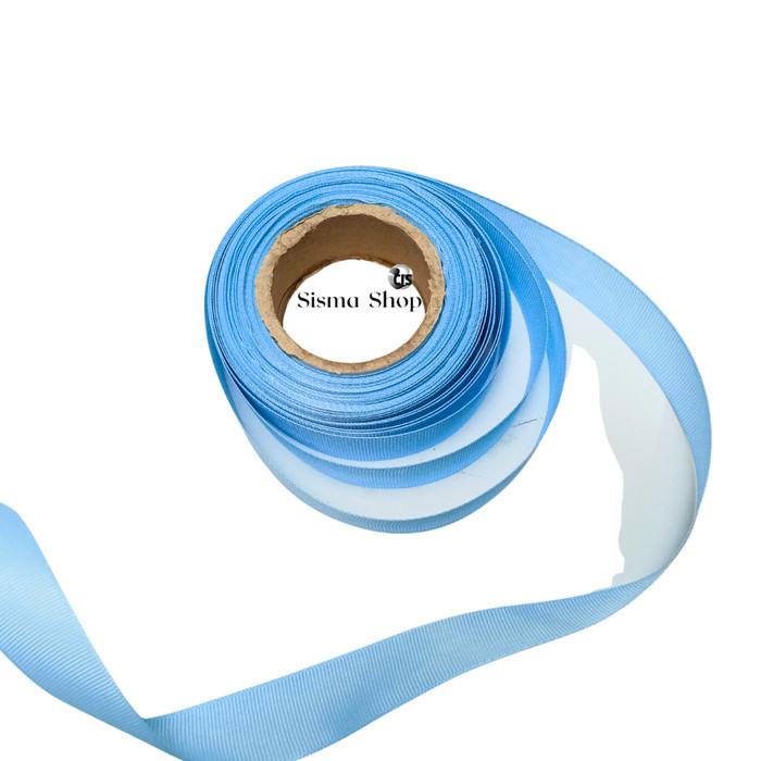 

Pita Kardo Polos / Pita Grossgrain ±2.5 cm x 20 yard - Ribbon - Warna Blue Topaz (1 Meter)