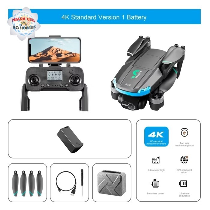 "Walhimura" - TERMURAH Drone S9S GPS 2-axis gimbal stabilizer optical flow motor brushless - tanpa s