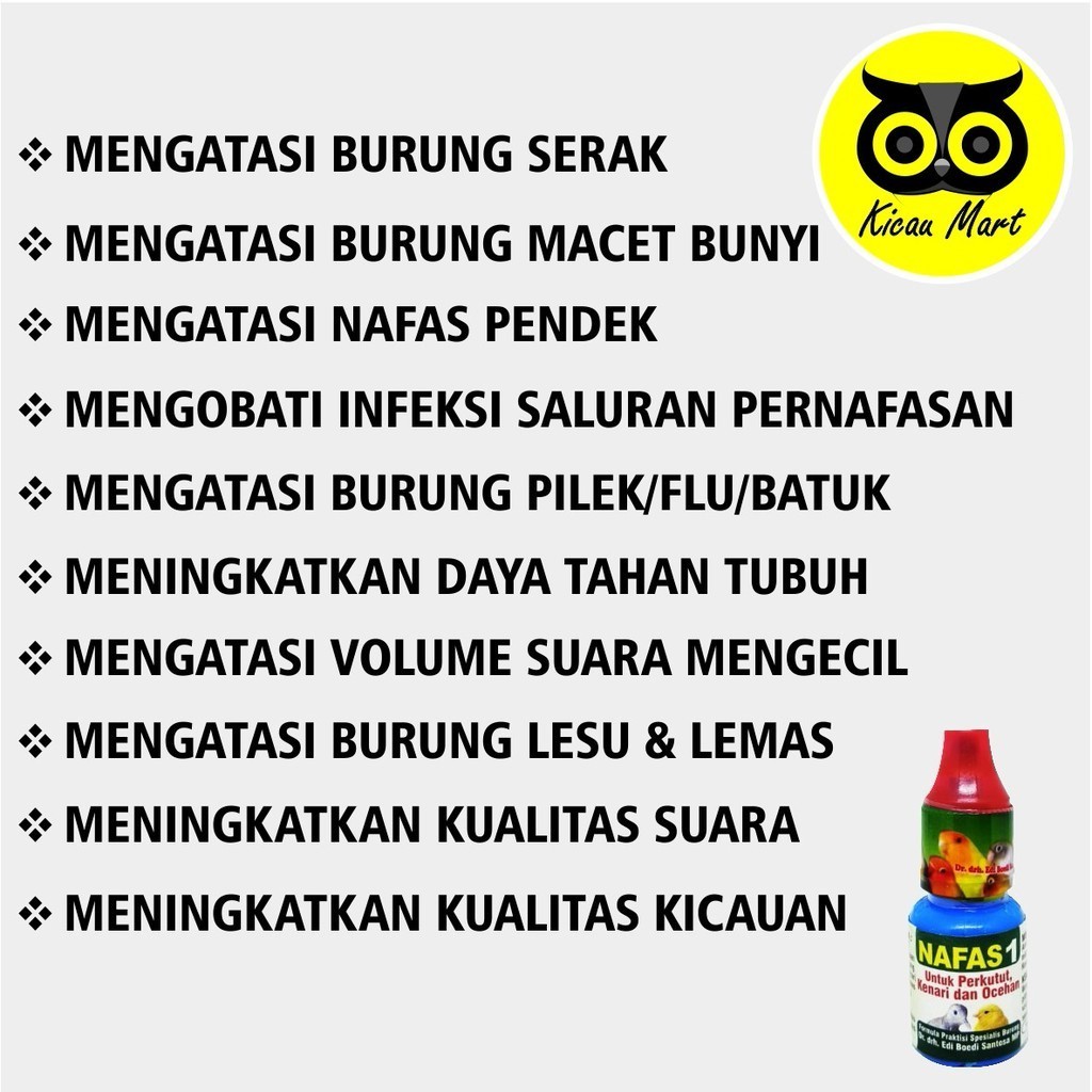 kjg KICAU MART OBAT BURUNG KENARI MURAI ANIS KACER NAFAS 1 DR. EDI BOEDHI ATASI SERAK NAFAS PENDEK