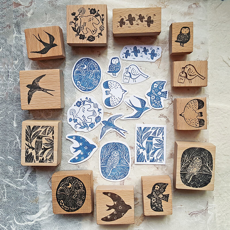 

Stamp Bird Scrapbooking Journaling Supplies Kawaii Birds House Wooden Rubber Stamps